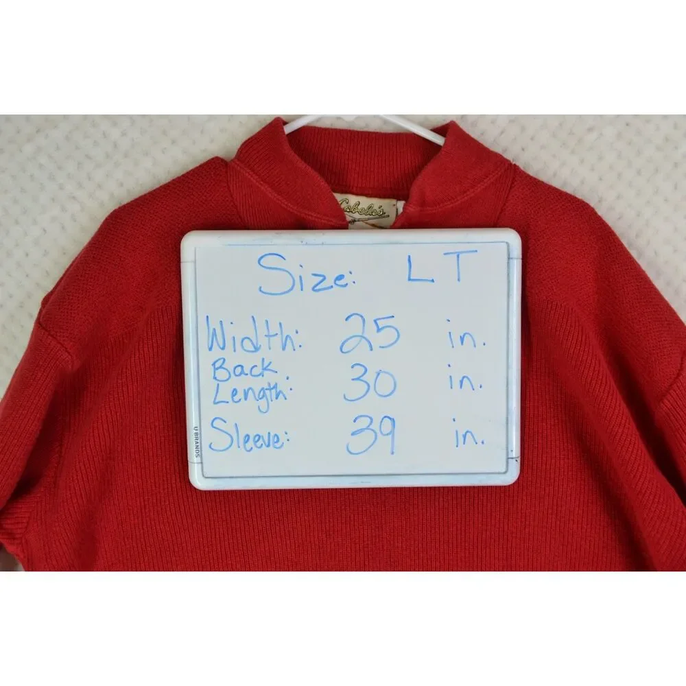 Cabela's Men's Large Tall Red Heavyweight Pullover Sweater VTG